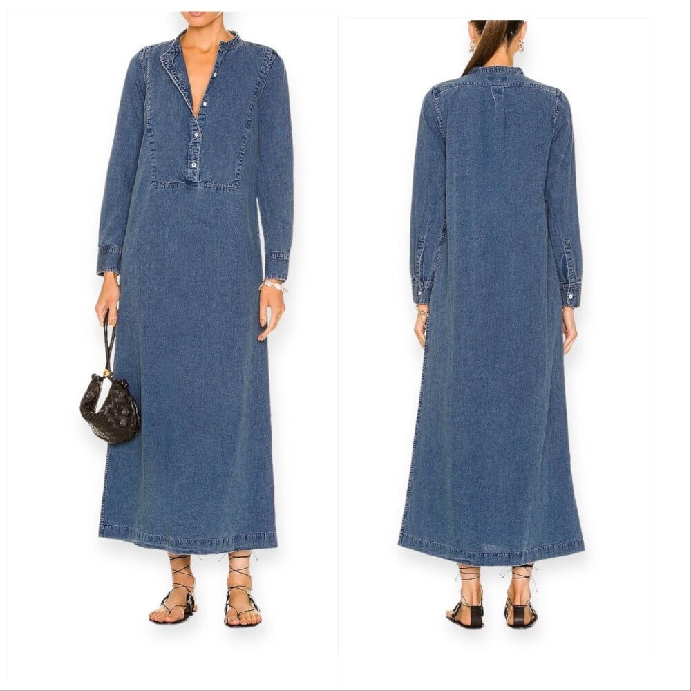 Nili Lotan Jasper Denim Maxi Dress, Blue, Size XS, New with tag